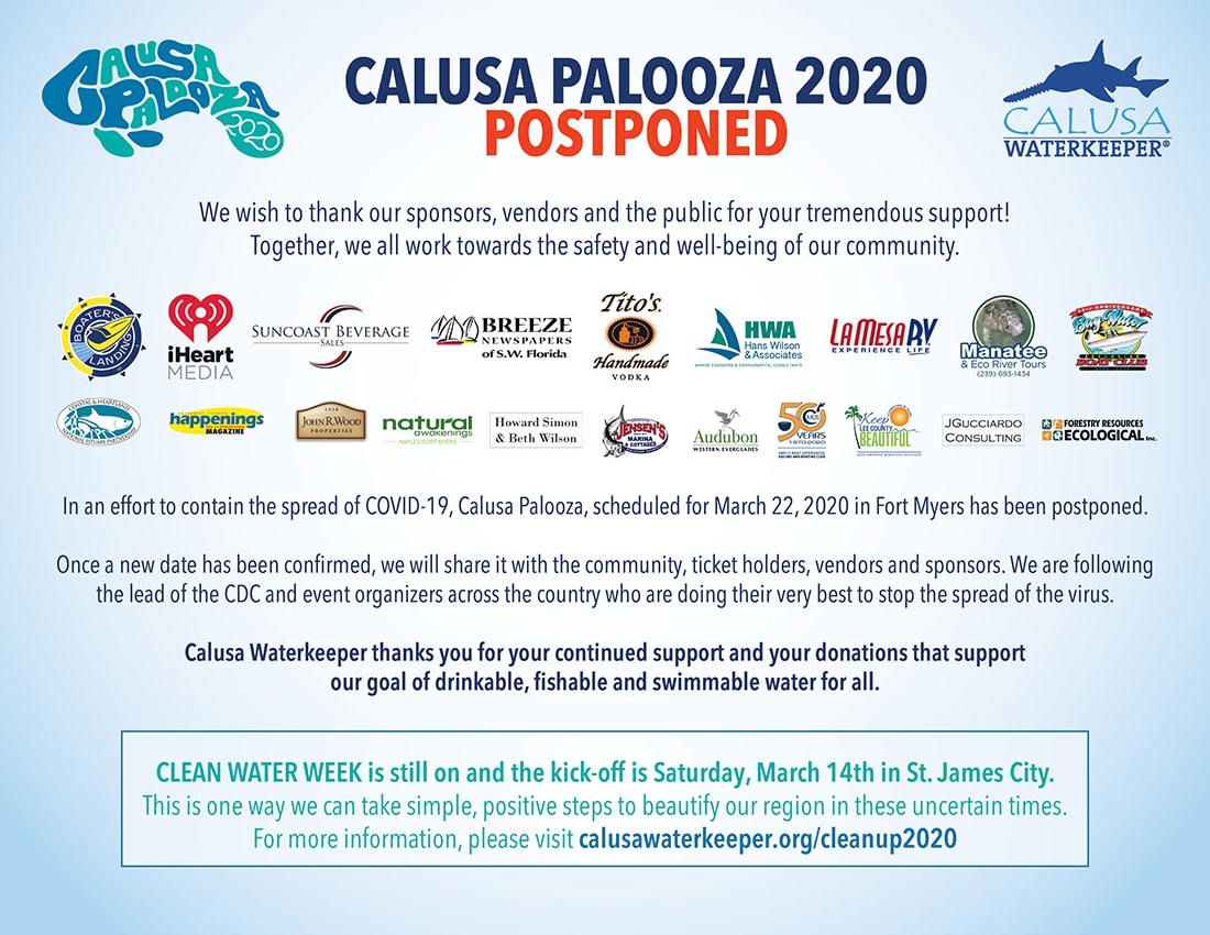 Calusa Palooza Postponed