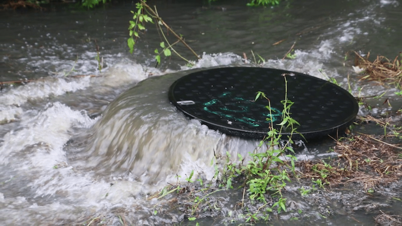 storm drain overflowing